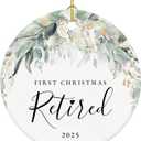 Retirement Christmas Ornament 2025, First Christmas Retired Ornament 2025, Retirement Gifts for Women 2025, 2.9" Ceramic Retired Gifts Keepsake