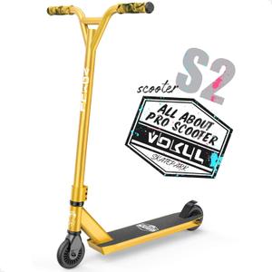 VOKUL Complete Pro Scooter for Kids Boys Girls Teens Up 6 Years - Freestyle Tricks Pro Stunt Scooter - High Performance Gift for Skatepark Street Tricks (Gold)