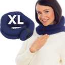 SunnyBay XL Microwave Heating Pad, Microwavable Heated Neck and Shoulder Wrap, Hands-Free Weighted Moist Hot or Cool Pack, Soft Fleece Cover and Flaxseed Filling, 30 Inch Extra-Long Length, Navy