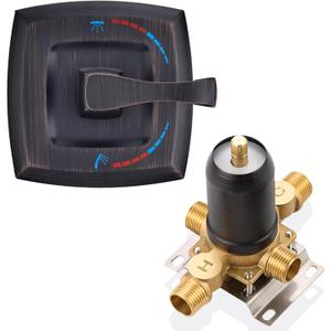 Oil Rubbed Bronze Shower Valve 2 Way Diverter with Single Handle Trim Kit, Dual-Function Pressure Balance Shower Faucet Control Kit Brass Rough-In 1/2" NPT Connection
