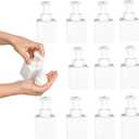 12 Piece 250ml Foam Soap Dispenser, Travel Foam Dispenser. Refillable Plastic Pump Hand Soap Bottle, Travel Essentials, Clear Container for Bathroom Vanity (White)