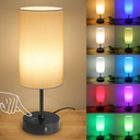 Unicozin Table Lamp,3 CCT 3000K/4500K/6500K & RGB Color Changing,Stepless Dimmable Touch Control Bedside Lamp for Reading,Ambience Nightstand Light for Home Decor Party,White Shade
