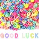 Augshy 400Pcs Large Letter Beads, Macaroon Hollow Letter Beads Plastic A-Z Mixed Alphabet Shape Bead for Jewelry Making Bracelets Necklaces Key Chains Shoelaces Crafts Party Decor(9 x 12 mm)
