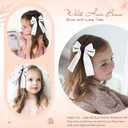 2 x 2PCS Hair Bows for Girls White Bowknot Hair Clips BarrettesLeather Bows with Long Tail Hair Accessories for Girls Toddlers Teens Kids