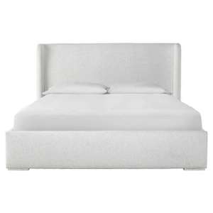 Tristan Modern Classic White Upholstered Cotton Wingback Bed - Queen