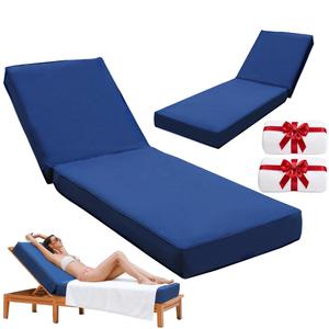 UFavo Home Outdoor Chaise Lounge Cushion 72"x21"x6", Waterproof 6" Extra Thickness Lounge Cushion with Removable Cover, Patio Lounge Chair Cushions Set of 2 for Outdoor Furniture, Navy Blue