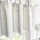DriftAway Farmhouse Linen Lined Valance Double Layer Thermal Insulated Room Darkening Blackout Window Valances 3 Inch Rod Pocket Vertical Striped Kitchen Valance for Bathroom Single 52 x 14 Inch Gray