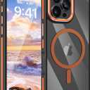 Fingic for iPhone 16 Pro Case[Fits for Magsafe][Dropping Tested]Antislip Magnetic Case Hard PC Soft TPU Edge Rugged Bumper Antiscratch Protective Shockproof Case for Women Men for iPhone 16 Pro, Orange