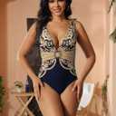 SherryDC One Piece Swimsuit with Cover up Wrap Skirt Sarong Floral Print Plunge V Neck Bathing Suit for Women (L)