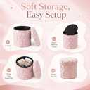 RattanView Storage Ottoman Dorm 12 Inch Pink Bow Round Ottoman Dorm Back to School Coquette Foldable Foot Rest Stool with Lid for College Dormitory Bedroom Office, 11.8"D x 11.8"W x 11.8"H