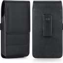 BECPLT Holster for Galaxy Z Fold 7 6 5 4 3 2 Leather 360 Swivel Belt Clip Pouch Case Cover Cell Phone Holder - Black