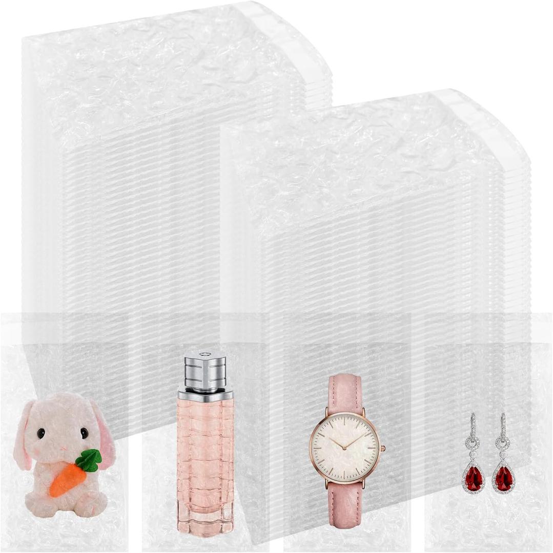 100Pcs Small Bubble Wrap Pouches 2.36" x 3.15" Self Seal Mini Bubble Cushion Bags, Double Wall Bubble Pouch Bag Protective Wrap Shockproof Foam Bags for Badge Storage Shipping Packaging