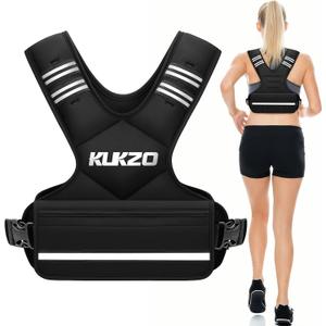 KUKZO Adjustable Weighted Vest Woman Men, 12-18lb Weight Vest with 6 Ironsand Weights for Strength Training Rucking Running Walking Fitness Workout, Black