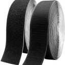 2 Inch x33 Feet Adhesive Hook and Loop Tape,Nylon Heavy Duty Tape Fasteners,Black Double Sided Self Adhesive Interlocking Tape Can Be Used to Fix Screen Window Sofa Cushions Carpet Wall Hanging