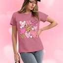 Valentines Shirts for Women Love Hearts T-Shirt Happy Valentine's Day Tee Tops (X-Large, Pink1)