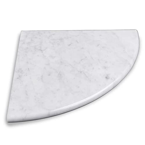 9'' Natural Marble Corner Shower Shelf for Bathroom, Marble Corner Shelves for Bath Wall Mounted Both Side Polished (9"X9"X 5/8" Carrara White)