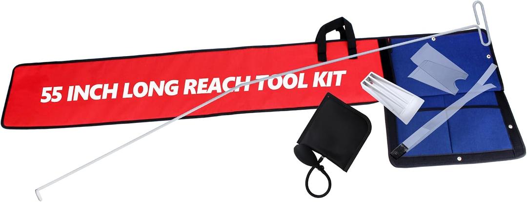 55 Inch Long Reach Tool - Car Tools with J-Hook,Air Wedge Pump,Non-Marring Wedge and Carry Bag,One Piece Design