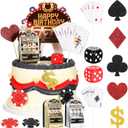 Gersoniel 21 Pieces Casino Cake Decorations Set Includes Mini Slot Toy Machine Poker Cake Cupcake Topper Casino Happy Birthday Topper Poker Chips Dices for Las Vegas Scene Theme Parties