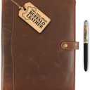 Leather Portfolio, Leather Binder with Pen, Resume Organizer & Padfolio for Men and Women | Business Portfolio with Card Holder & Document Organizer (Brown)