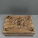 Mela Artisans 7.5” x 4.5” x 3” Mango Wood Box with Lid – Burnt Finish – Handcrafted Keepsake Box – Medium Storage for Jewelry & Home Décor Accents