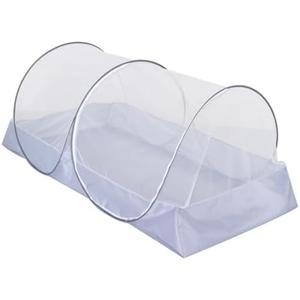 CMINGJ Portable Mosquito Net Foldable Pop-Up Travel Mosquito Net for Bed Free Installation-Suitable for Baby Adults Bedroom, Camping, nap, Patio (Large-Side Zipper(White net))