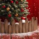 Christmas Tree Edging, Wooden Edgings for Christmas Tree gate, Edging Border Mini Christmas Tree Edging Barrier, Home Garden Christmas Tree Edging Edge, 5.9" H x 4ft L (2 Pack)