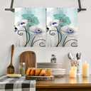 Floral Kitchen Towel Set, Quick Dry Microfiber Cloth Dish Towels 18" x 26", Ombre Art Teal White