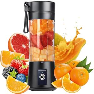 Portable USB Blender for Shakes and Smoothies – 380ml Personal Size, Rechargeable Juicer Cup, 6 Blades, 2000mAh Battery, Mini Travel Blender for Protein, Baby Food, Juice
