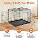 Sweetcrispy 48 Inch Dog Crate, Medium Large Crates Double Door Folding Metal Wire Dog Cage with Plastic Leak-Proof Pan Tray, Pet Kennel for Indoor, Outdoor, Travel
