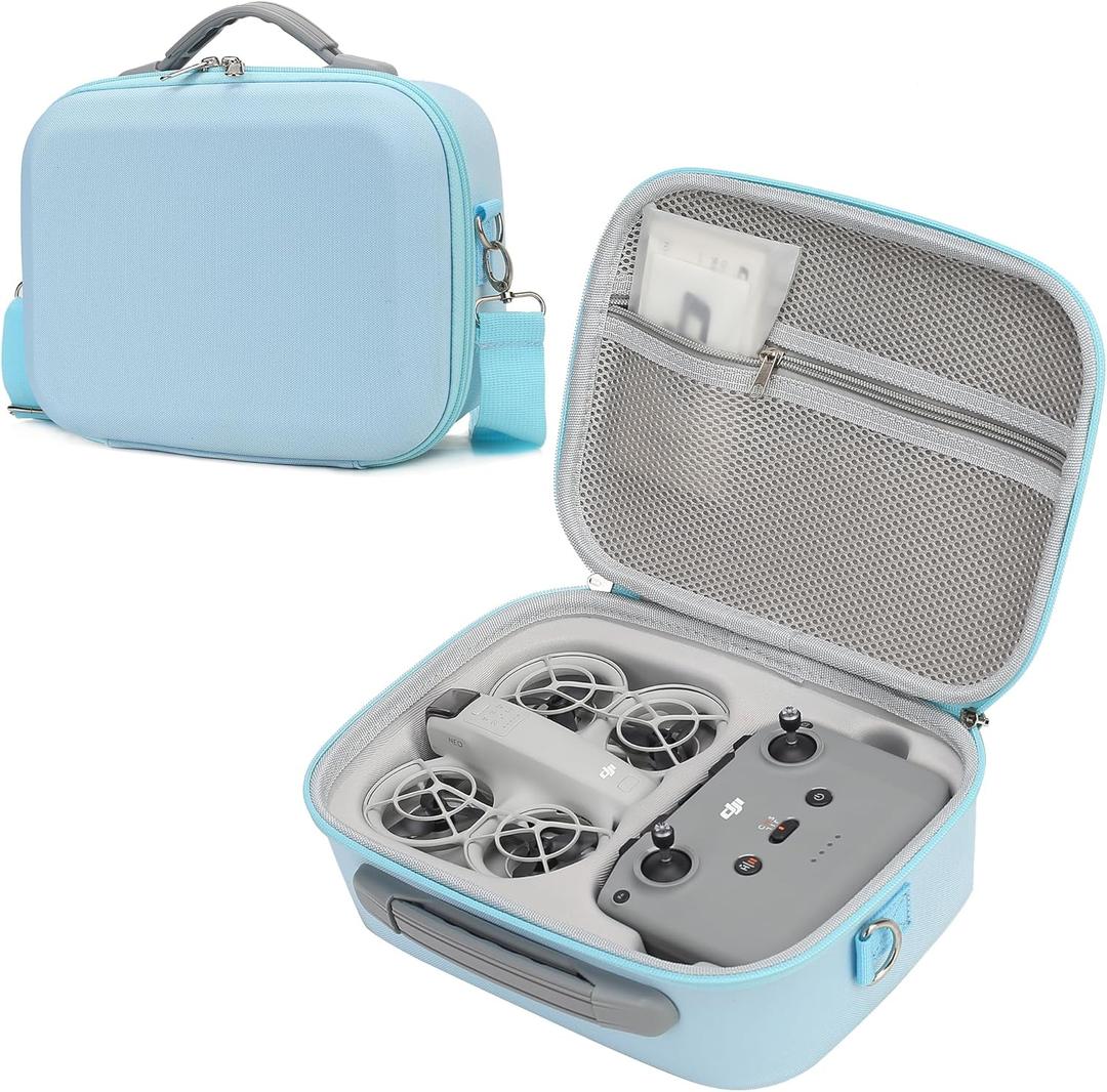Carrying Case for DJI Neo Combo, Portable Storage Bag Travel Case for DJI Neo Combo, Compatible with RC-N3/N2 Remote Controller, Neo Battery, Charging Hub and other Accessories, Light Blue