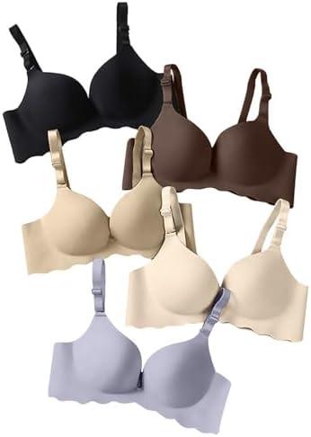 Pack of 5,Women Comfort No Wire Bras Seamless No Show Bra Pack, 32