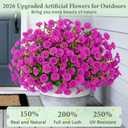 14 x Yastouay Artificial Flowers for Outdoors, 14 Bundles Fake Outdoor Flowers, UV Resistant Artificial Plants & Flowers for Decoration, Fuchsia Realistic Morning Glory for Outdoor Porch Garden Decoration