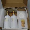 MOMEEMO Gold Soap Dispenser Set Comes with Stainless Steel Pumps, Instant Dry Tray, and Dish Scrub Brush, Suitable for Kitchen Decor and Accessories. (Gold)