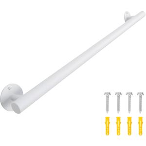 2.9 FT White Hand Rails for Indoor Stairs- 35 Inch Wall Mounted Pipe Staircase Handrails - Metal Railing Grab Bars for Wall, Outdoor Deck Porch Steps Rail