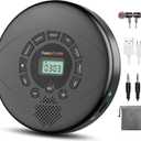 CD Player Portable,Discman Rechargeable,Walkman CD Player with Speaker, Headphones,CD-R,MP3 USB playable,Anti Skip CD Playing for car,Suitable for Personal or Multi-Users,Black
