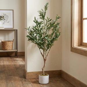 OUTLANE 4 FT Artificial Olive Tree with 20 Realistic Fruits, Faux Potted Plant for Indoor and Outdoor, Tall Fake Tree for Living Room, Office, Porch, Patio & Modern Farmhouse Decor