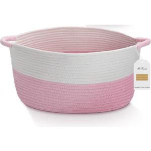 Medium Rope Basket with Handles, Medium Bohe Storage Basket, 17 "L x 12.5" W x 8.5 "H, Home Decor Organizer for Towels,toys, Books & Magazines