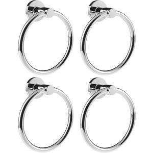 SetSail Towel Holder for Bathroom Wall 4 Packs Towel Ring Stainless Steel Heavy Duty Hand Towel Hanger for Bathroom Screw-in, Mirror Silver