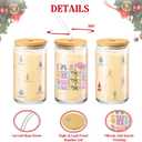 Christmas Glass Cup for TS Fans, 16 oz Glass Cup with Lid Straw & Cleaning Brush, Holiday Coffee Drinking Glass Tumbler for Women Girls, Singer Merch Party Supplies White Elephant Gifts (Swift)