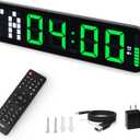 Gym Timer 15'' Large Wall Clocks for Home Gym, Interval Workout Countdown Clock Remote Control for Boxing Crossfit Fitness Tabata Home Gym Accessories (Black+green)