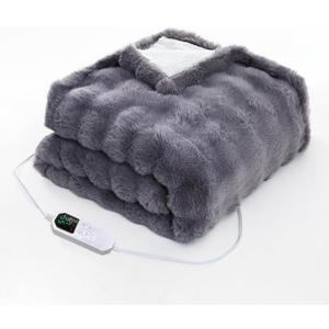 Artificial Wool Blanket, Thermal Blanket, Electric Heating, Soft Suede Double-Sided, Suitable for Sofa Bed, Living Room, Bedroom (Gray182213)