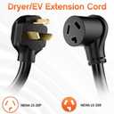 10 FT 3 Prong Dryer Extension Cord Outdoor Black, 30 AMP 10/3 Gauge Heavy Duty, NEMA 10-30P to 10-30R, Waterproof STW Jacket ETL Listed for Dryers & EV Charging