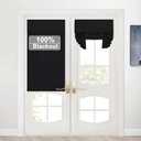 RYB HOME Black 100% Blackout French Door Window Curtain for Small Window, Adhesive Thick Layer Room Darkening Cover for Kitchen Front Door Pricacy, W 26 x L 40, 1 Panel