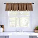 MIULEE Blackout Valance Mocha Rod Pocket Thermal Insulated Window Treatment Tiers Solid Short Curtain for Small Window Bedroom 52 x 18 Inches 1 Panel, Cappuccino Brown
