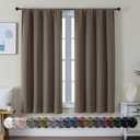 Simplebrand Ava Brown Blackout Curtains for Bedroom 63" Length 2 Panels Set, Solid Thermal Insulated Energy Saving Rod Pocket Window Treatment Curtains Blackout Drapes, W40" x L63", Brown