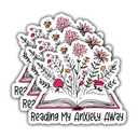 (3Pcs) Reading My Anxiety Away Sticker, Funny Quotes Vinyl Stickers Decorate for Water Bottles, Books, Laptops, Phones, Tumblers, Size 2.8 x 3 Inch
