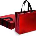 VGOODALL 15 Pack Reusable Gift Bags with Handles, 12.6x5x11 Inch Shiny Red Gift Bags for Christmas Party Favors, Birthdays Weddings, Packaging Supplies