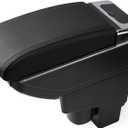 Custom Fit for Car Armrest Box 2002-2008 Honda Fit Jazz Hatchback(Not Fit The Sedan Model) Storage Center Console Double Layer 7 USB Ports Armrest Organizer Box (All Black)
