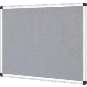 VIZ-PRO Notice Board Felt Gray, 48 X 36 Inches, Silver Aluminium Frame