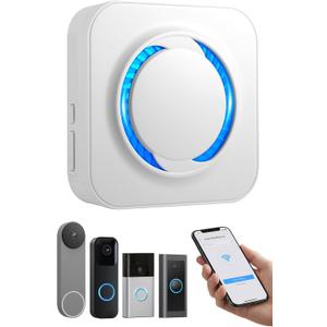 Smart WiFi Wireless Doorbell Chime for Ring, Blink, Google Nest - No Wiring/Subscription, Compatible with Alexa, No Range Limits,58 Chimes, 5 Volume, LED Flash, Easy to Setup, Ideal for Large Houses (White)